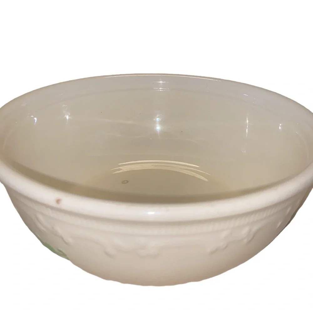 Vintage Oven Serve Made in the USA Ceramic Bowl Casserole Dish Green Floral